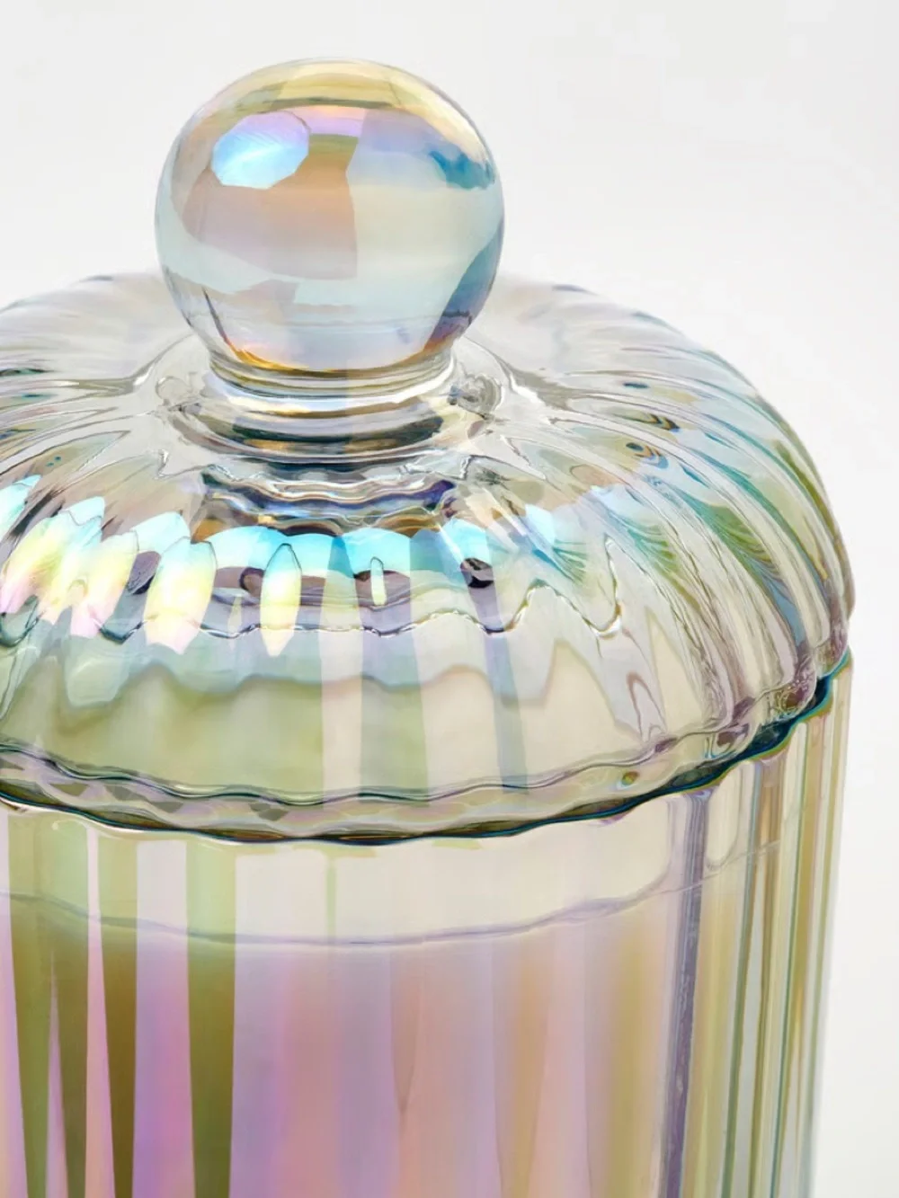 Iridescent Glass Jar Candle - Mother-of-Pearl